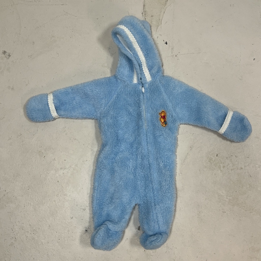 intage Winnie the Pooh x Disney Newborn Hooded and Footed Zip Up Pajama Sleeper